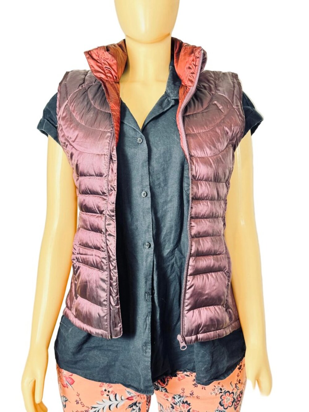 Bernardo Goose Down Quilted Puffer Vest Women's S Purple